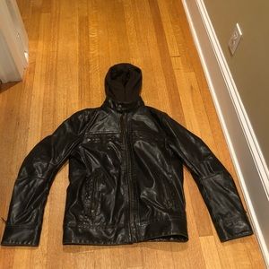 Hooded Brown Leather Jacket